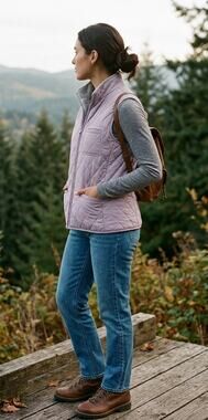 Eddie Bauer Women's Lilac Quilted Fleece Lined Puffer Zip Vest M Gorpcore Hiking